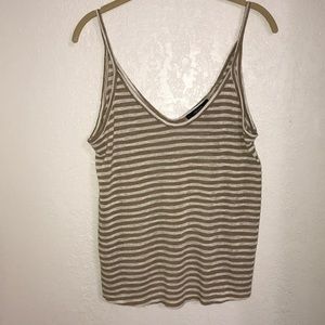 Tan/white tant top v neck